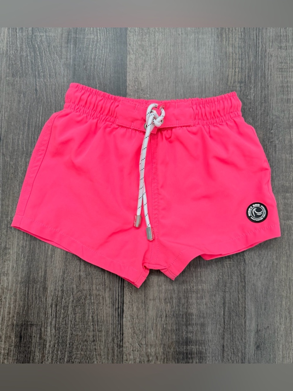 Kids Neon Pink Swim Trunks with Drawstring Waist